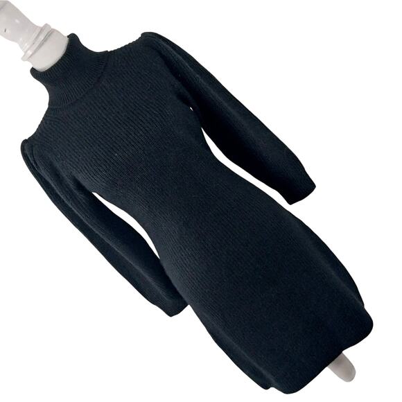 NWT! J. CREW! GORGEOUS BLACK PUFF SLEEVE, KNIT SWEATER DRESS, MIDI! SZ XS - Picture 1 of 14